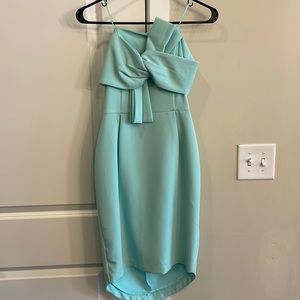 Strapless Adelyn Rae sea foam green dress